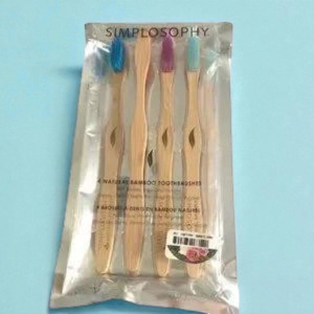 Four Natural Bamboo Toothbrushes